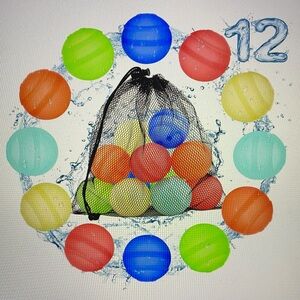 NIB 12 PCS Water Balloon Reusable Bombs Water Food Grade Silicone Reusable